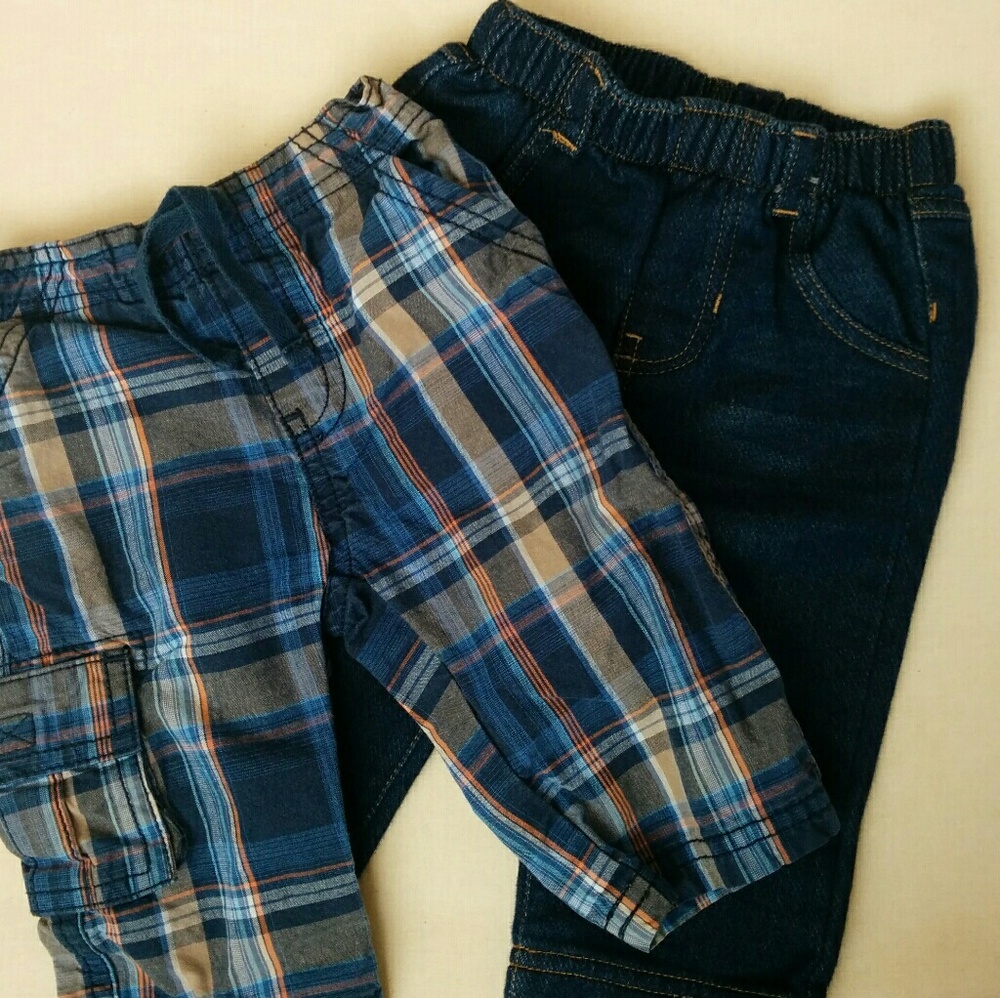 Baby boy plaid pants denim -like pants
