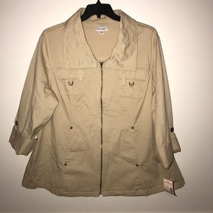 Dress Barn Women's Tan Jacket 18-20 NWT Zip Up