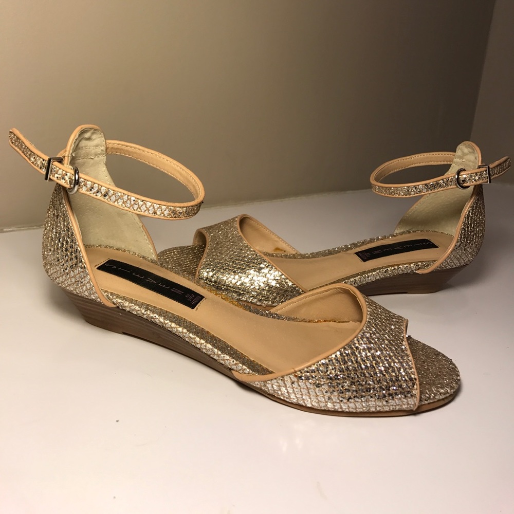 Steve Madden Silver Glitter Wedge Sandals