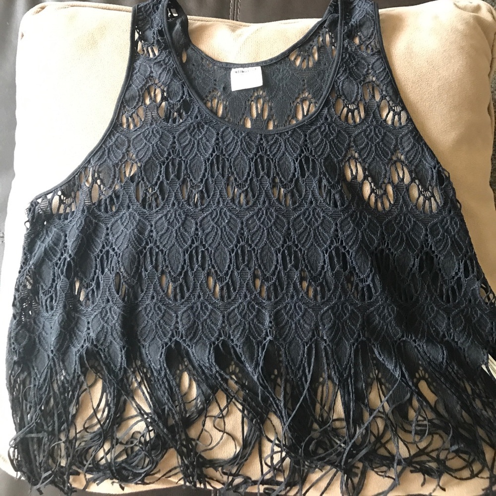 Free People Crochet crop tank top