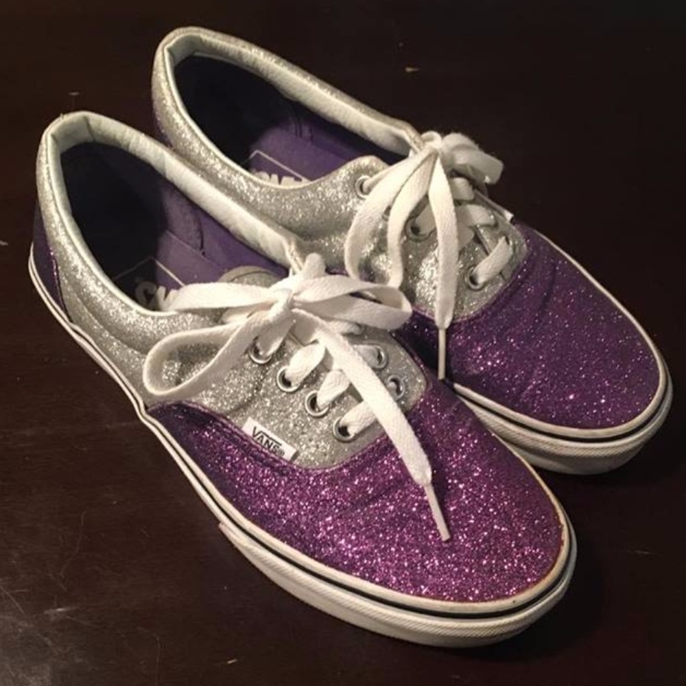 Purple and Silver Glitter Vans