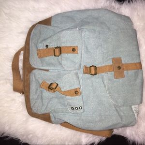 Mossimo blue denim and brown suede backpack