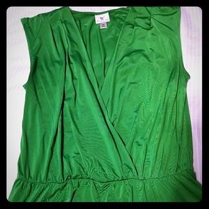 Green Sleeveless Wrap Top