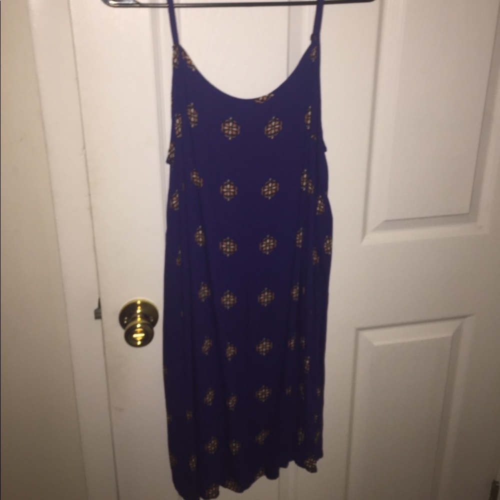 blue dress with yellow design