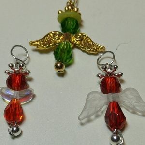 #0008 (3) Small Swarovski Crystal Angel Pendants