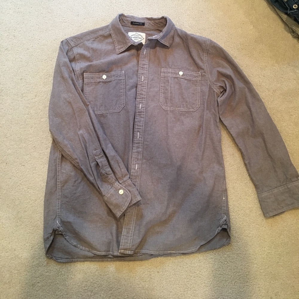Grey button down long sleeve shirt