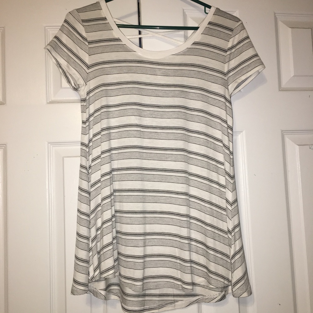 Grey and White Striped Shirt