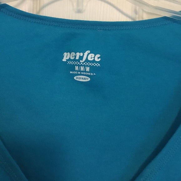 Old Navy Turquoise Short Sleeved Button Top - Picture 3 of 4