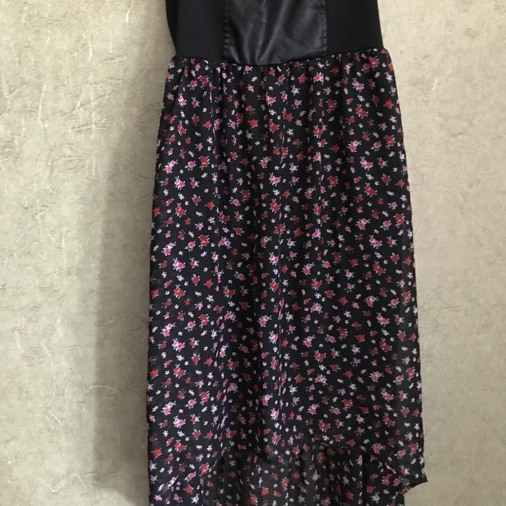 XHILARATION//FLORAL/LEATHER DRESS