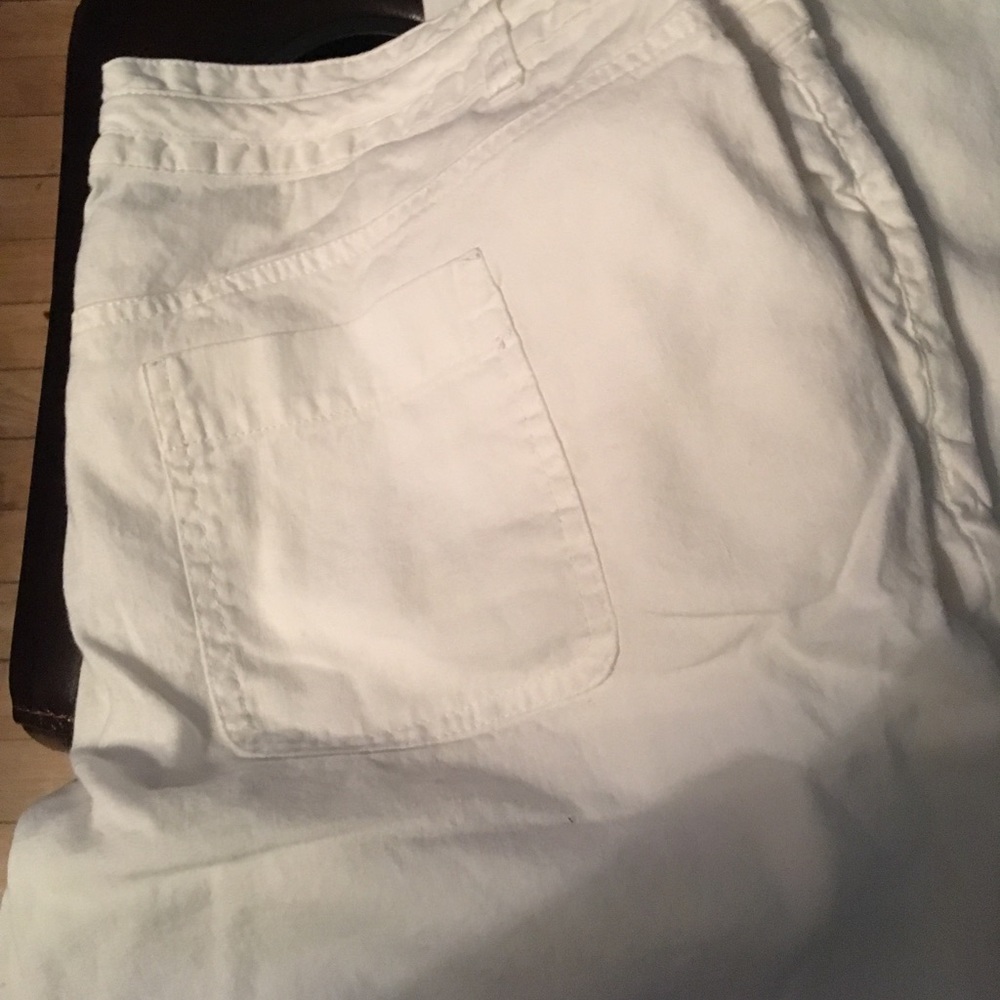 Lands end white wide leg linen pant