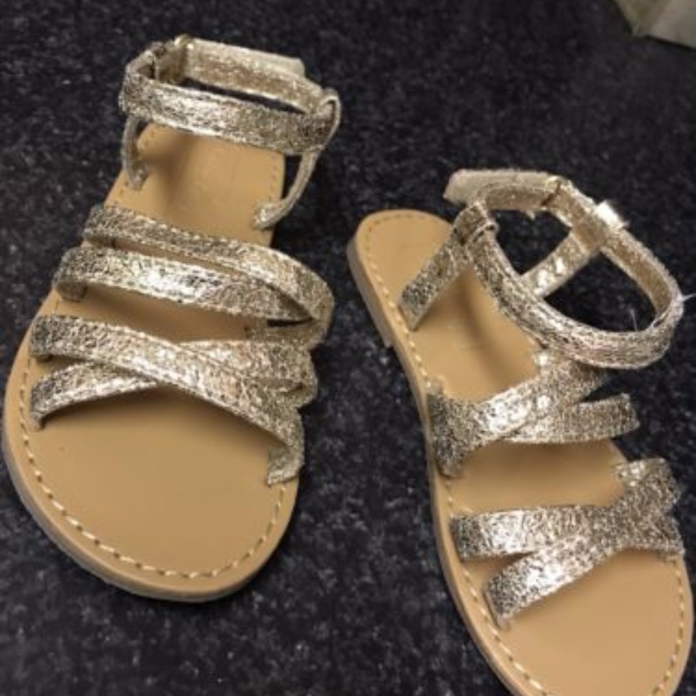 Crazy 8 Toddler Girl 9 Gold Glitter Sandal *EUC*