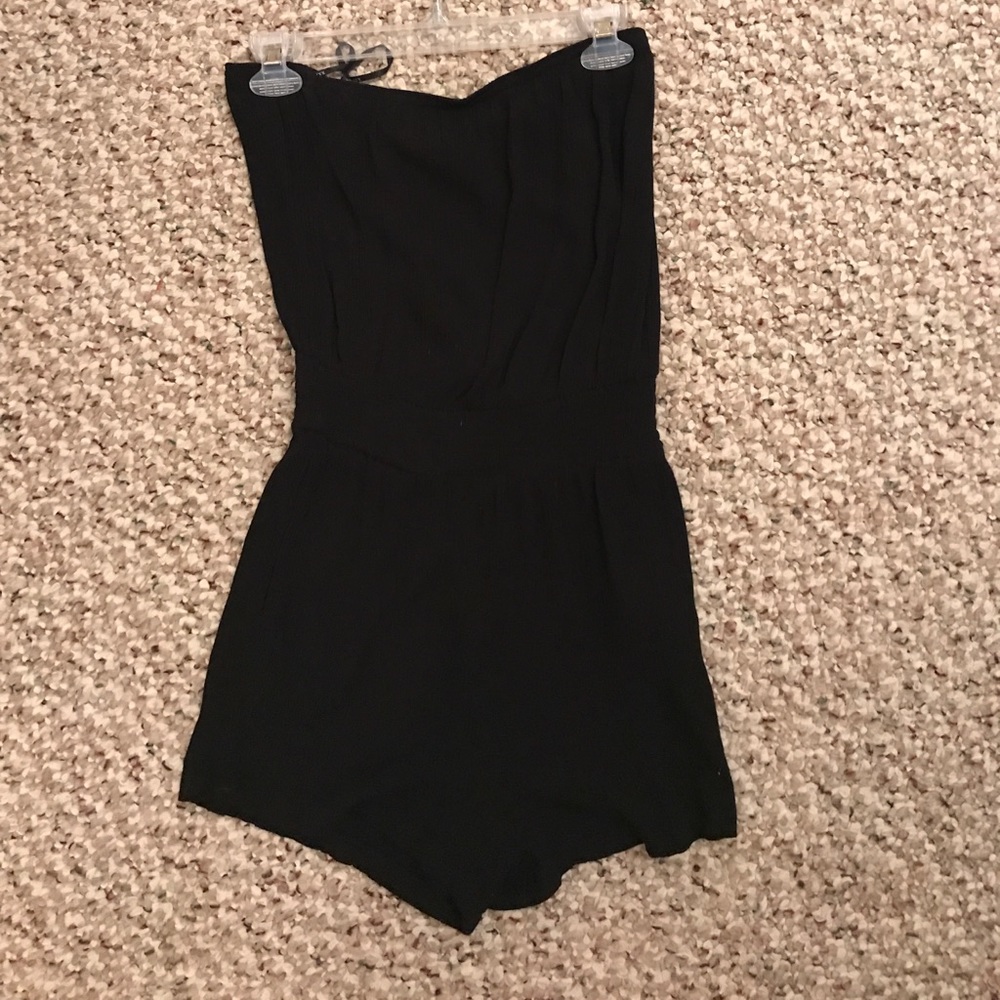 Strapless black romper