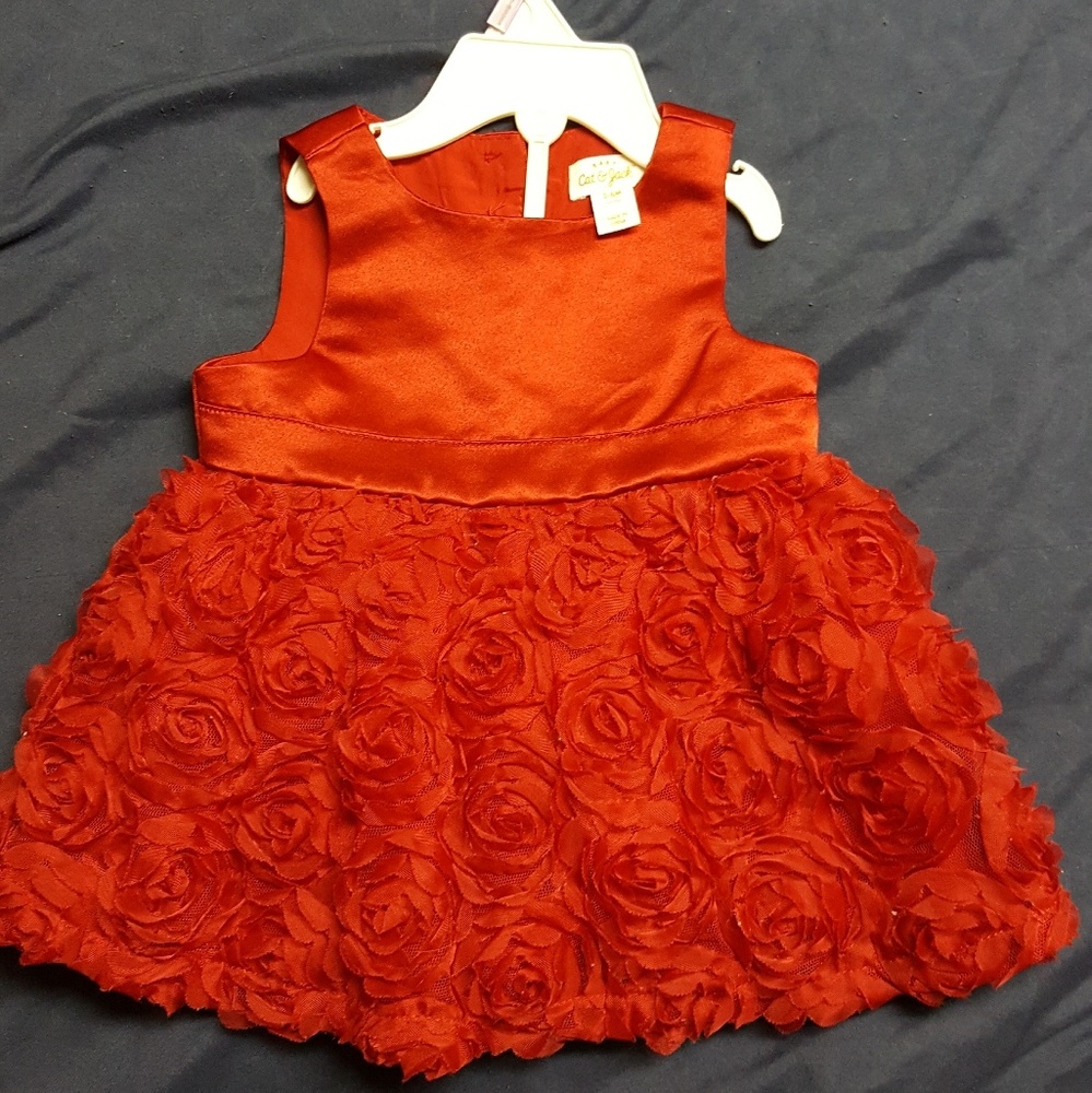 Baby girl infant Red rose dress