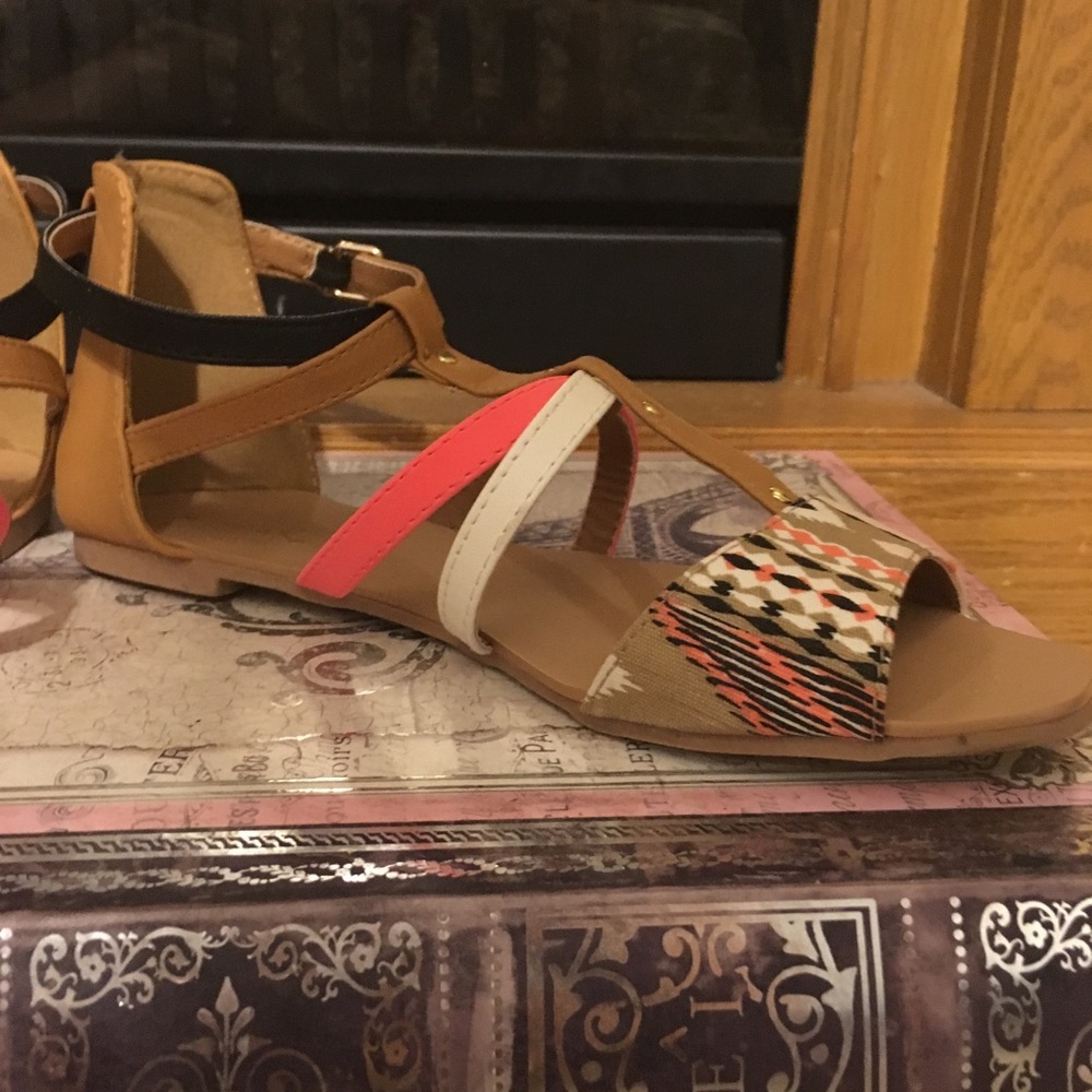 Aztec print strappy sandals