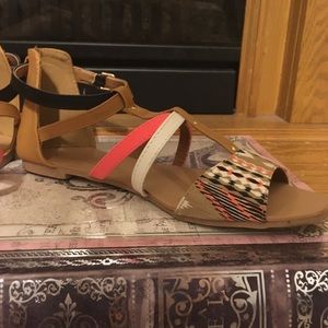 Aztec print strappy sandals