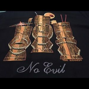 Tori Richard embroidered 'No Evil' silk tiki