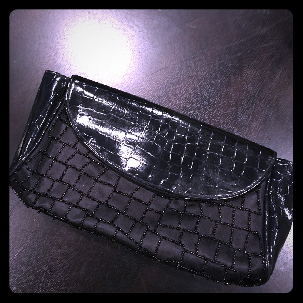 Black beaded clutch