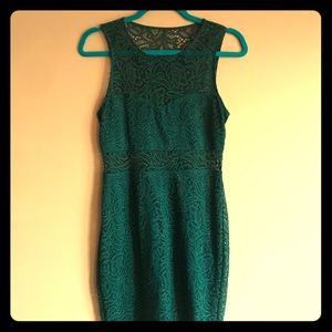 Hunter Green Lace Bandeau Dress , Express