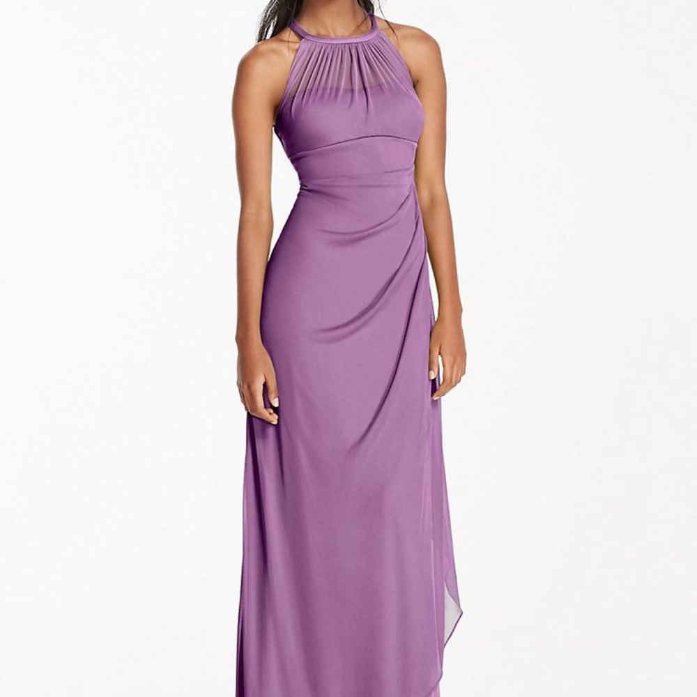 Long mesh dress w/ illusion neckline (Wisteria)