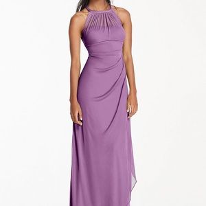 Long mesh dress w/ illusion neckline (Wisteria)