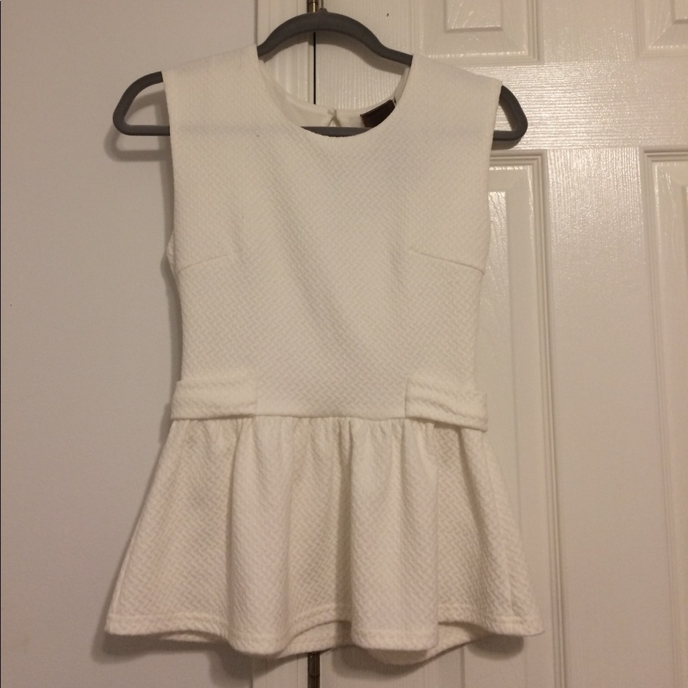 White Knit Peplum Top