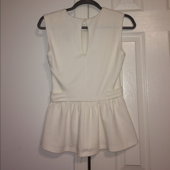 White Knit Peplum Top - Picture 3 of 4