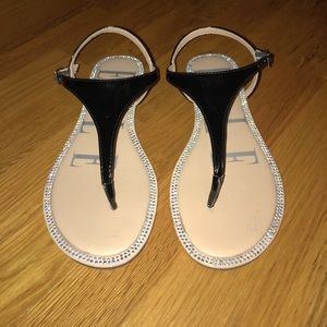 Patent black Elle T-Strap with diamonds. Size 6.5.