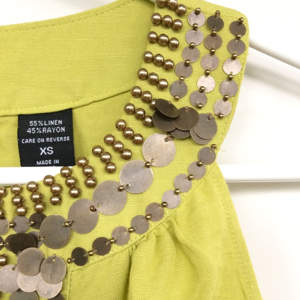 Embellished green tunic dress shirt or coverup - Picture 2 of 7