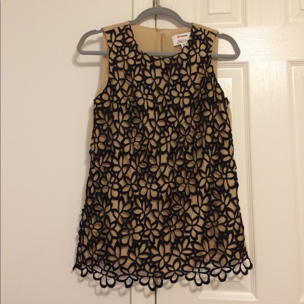Lela Rose Black/Tan Lace Shell