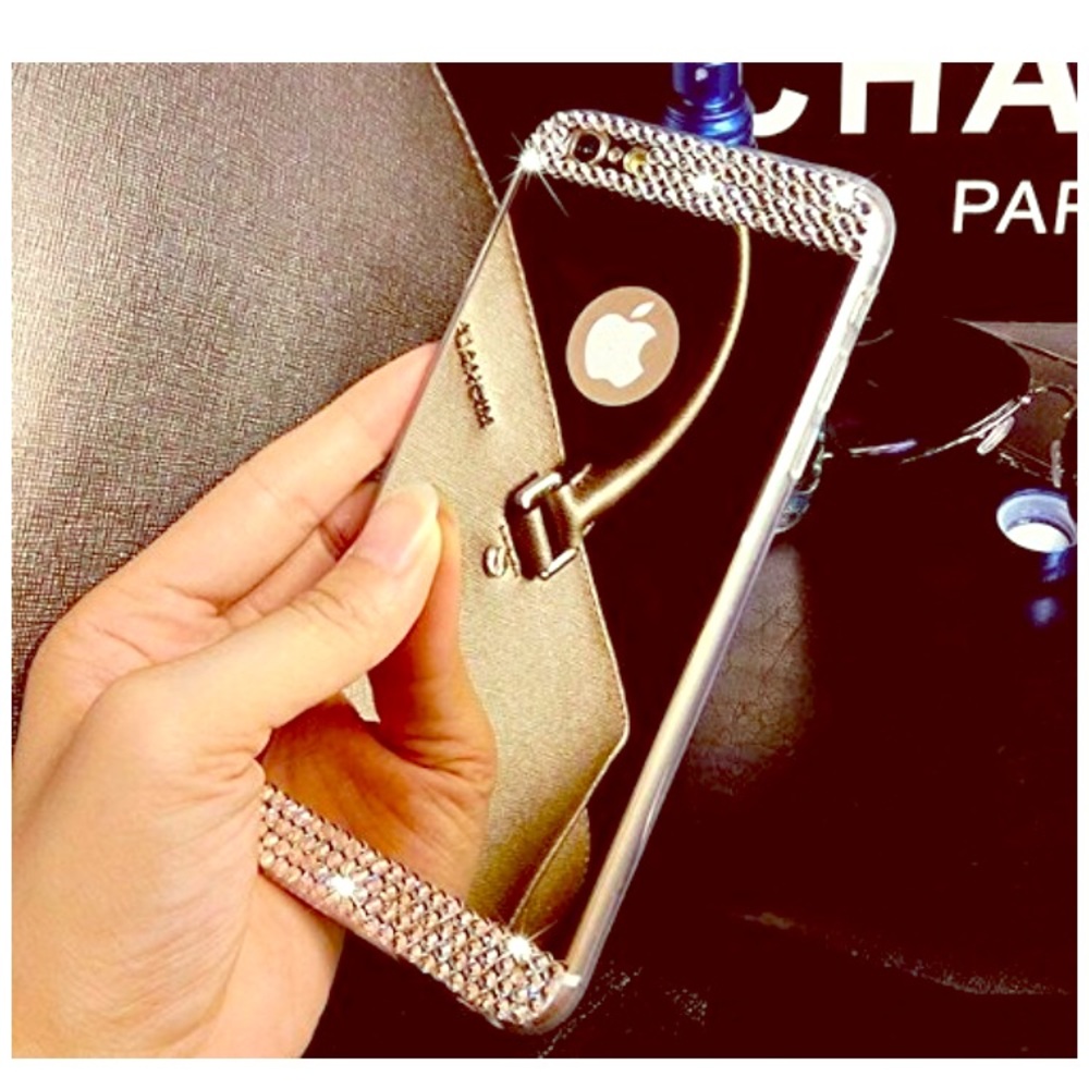 Rhinestone edges mirror iPhone case