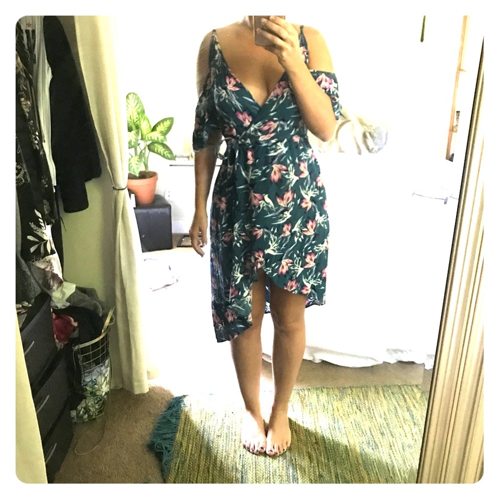 Floral midi wrap dress