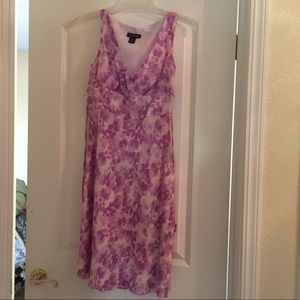 Lavender and White Mid Length Silk Dress