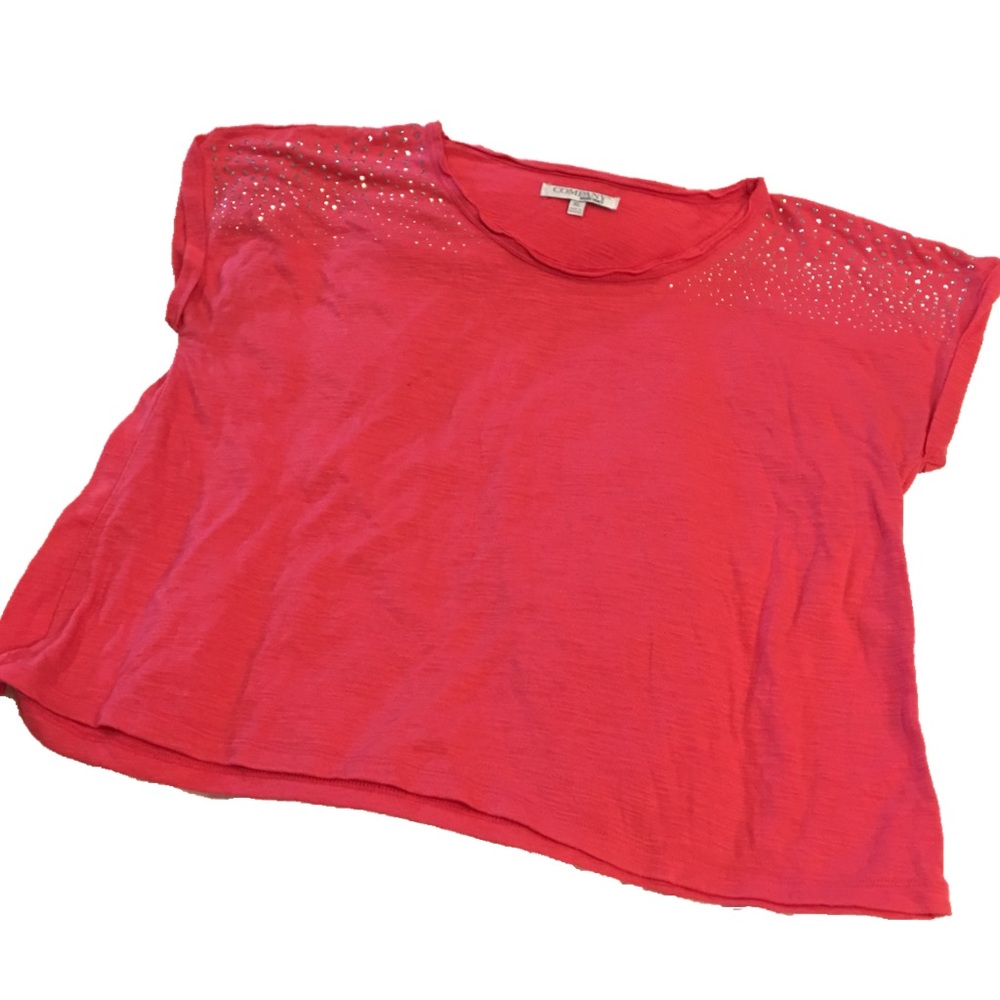 Bight pink cap sleeve shirt with rhinestones Sz XL