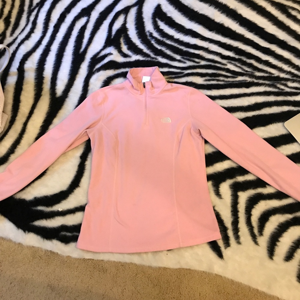 Pink north face 1/4 zip fleece sweatshirt