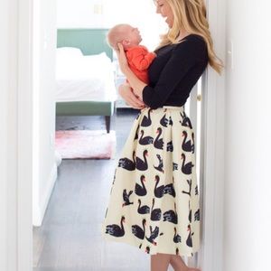 Anthropologie style Swan print midi skirt