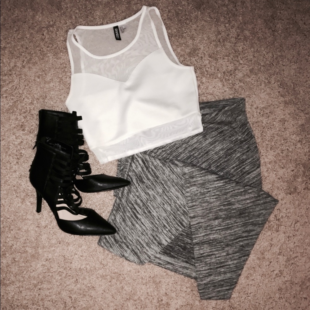 Grey Washed Pencil Skirt