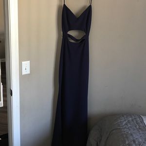 ROYALTY Blue Long Dress with midriff cut outs