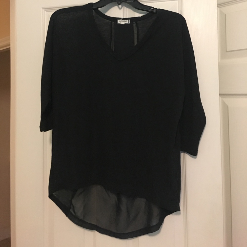 Flowy Sheer Back Black Top