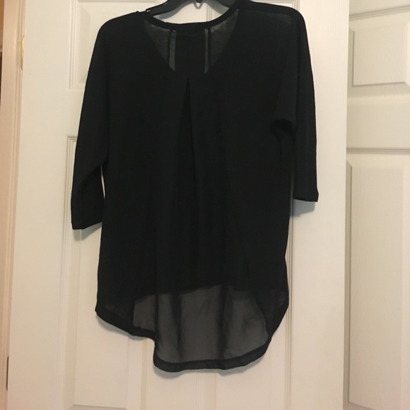 Flowy Sheer Back Black Top - Picture 2 of 2