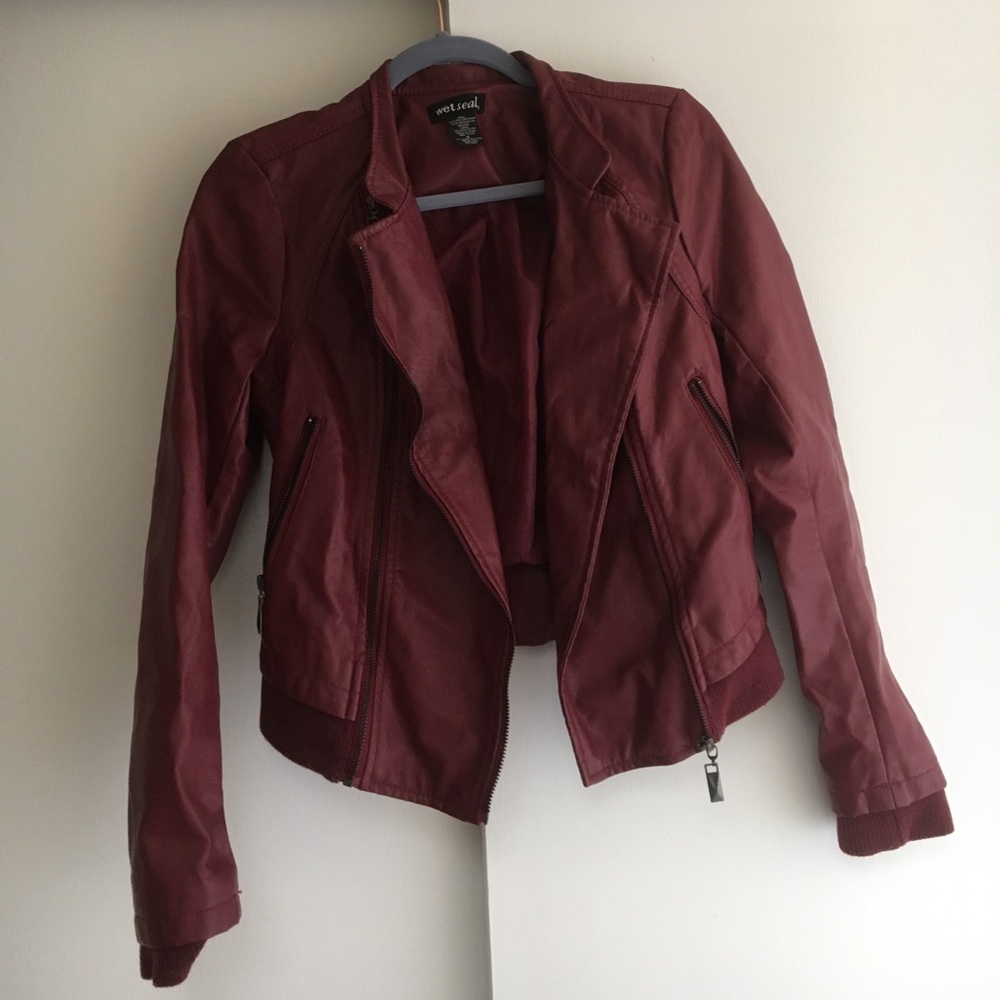 Burgundy leather jacket