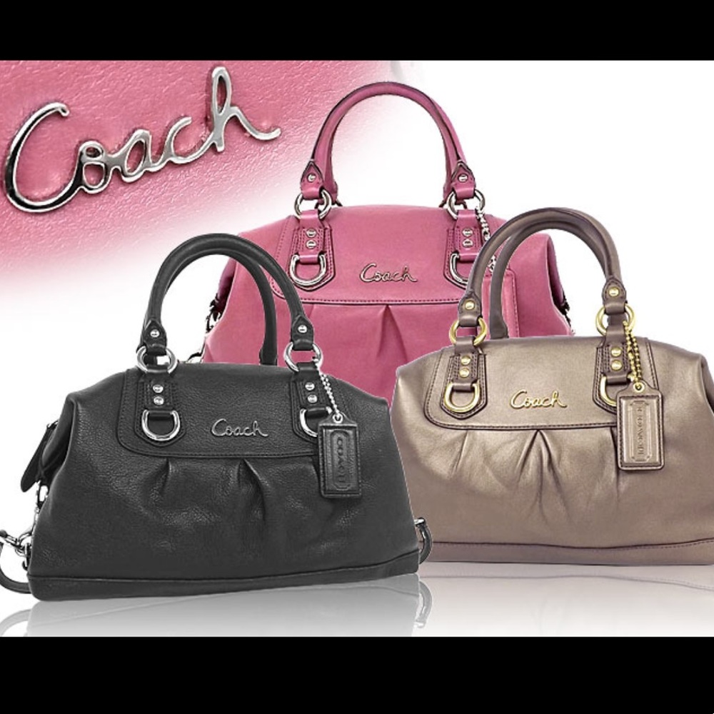 Coach Black Leather Ashely Large Tote !