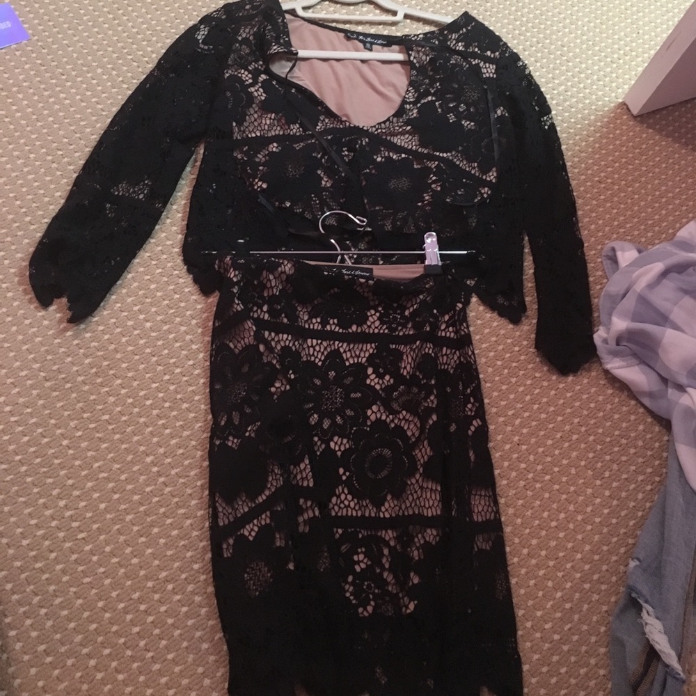For love and lemons worn once black lace set