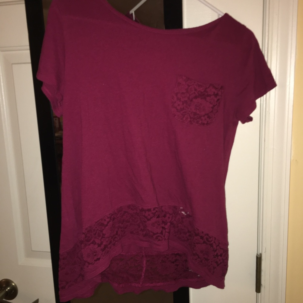 Cute Lace Detailed Maroon Top