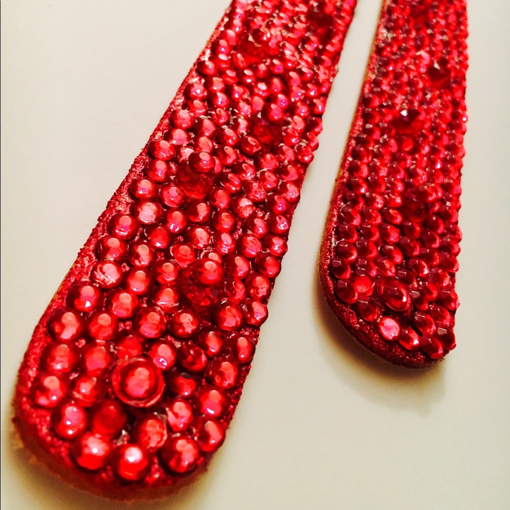 Red Rhinestone Leather Cuff Bracelet