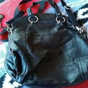 Black leather sak crossbody