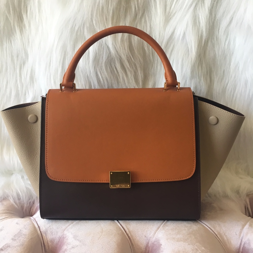 SOLD!! CELINE Tri-Color Leather Medium Trapeze - Picture 1 of 8