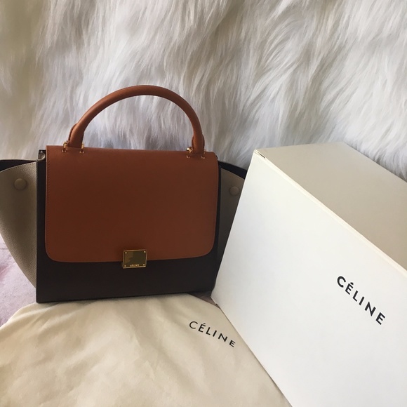 SOLD!! CELINE Tri-Color Leather Medium Trapeze - Picture 3 of 8