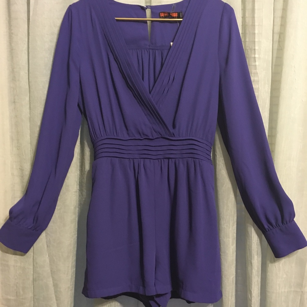 Fun royal blue romper with V-neck plunge