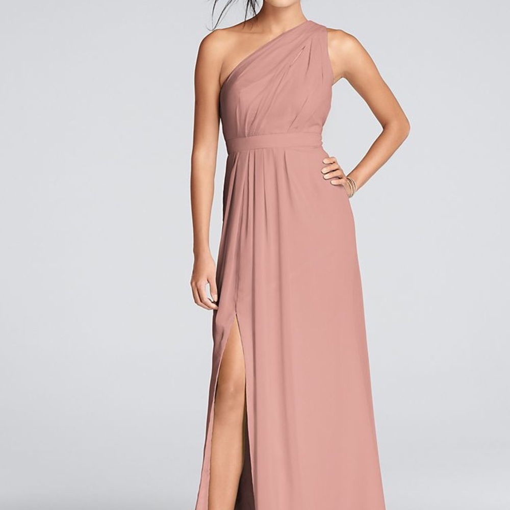 Davids Bridal blush pink maxi dress