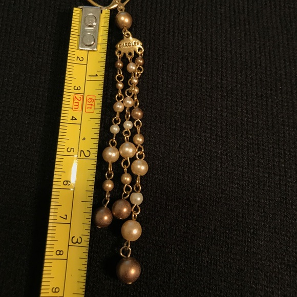 Multi strand gold white dangling earrings - Picture 4 of 4